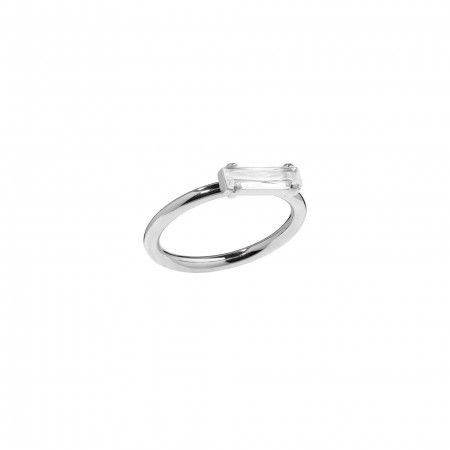 STEEL RING WITH ZIRCON