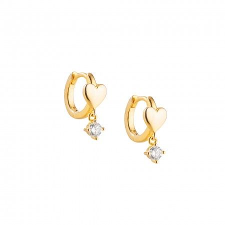 SILVER HOOPS WITH HEART