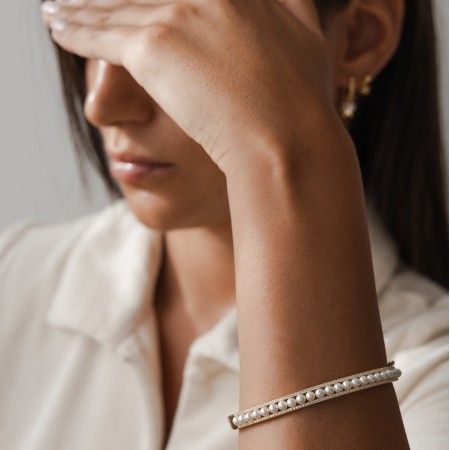 SILVER BRACELET WITH PEARLS