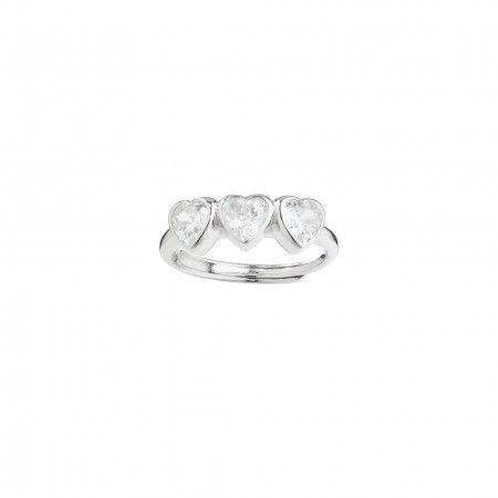SILVER RING WITH HEARTS