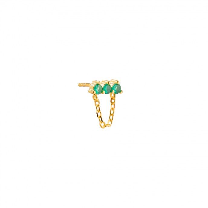 SILVER EARRING WITH CHAIN AND ZIRCONS