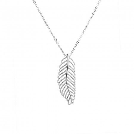 STEEL NECKLACE WITH LEAF