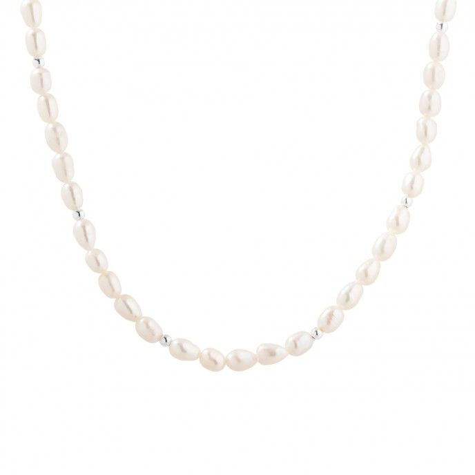 SILVER NECKLACE WITH PEARLS