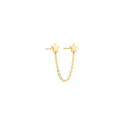 DOUBLE SILVER EARRING WITH CHAIN