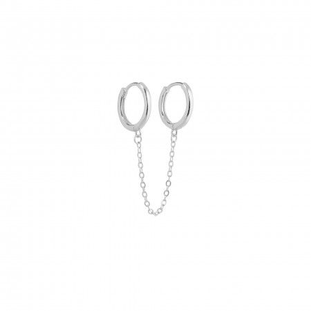 DOUBLE SILVER HOOP WITH CHAIN