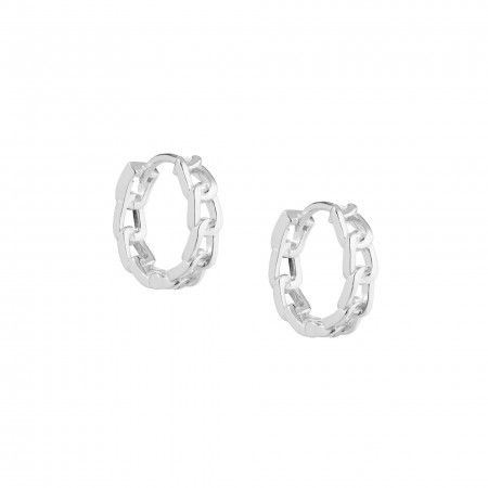 CHAIN EFFECT SILVER HOOPS