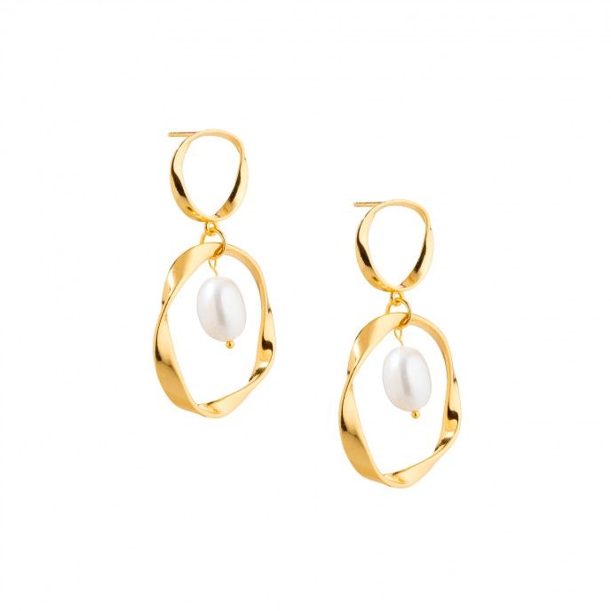 LONG SILVER EARRINGS WITH PEARL