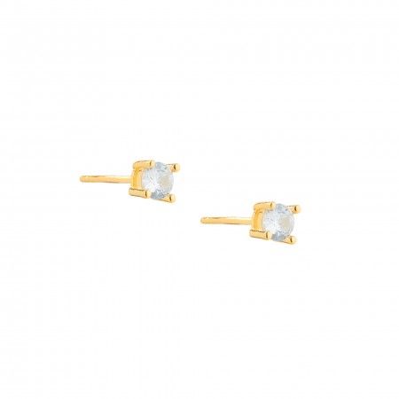 SILVER EARRINGS WITH 6MM ZIRCON