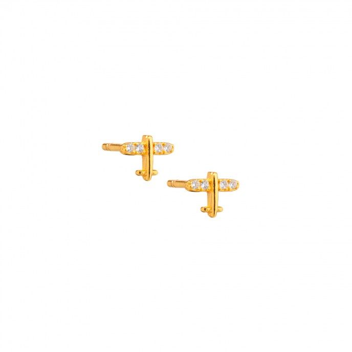 SHINY AIRPLANE SILVER EARRINGS