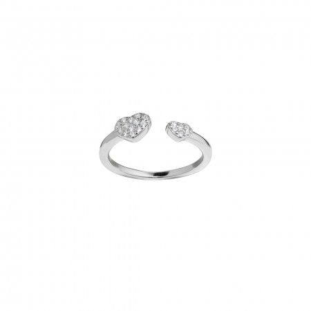 SILVER RING WITH HEARTS