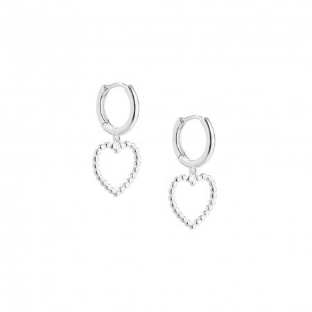 SILVER HOOPS WITH HEART