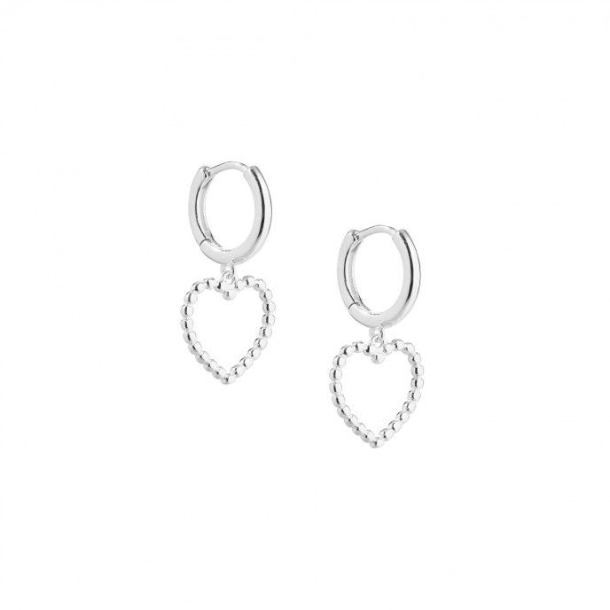 SILVER HOOPS WITH HEART