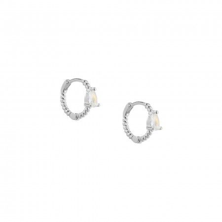 SILVER HOOPS WITH ZIRCON