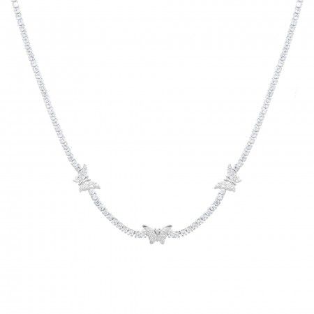 SILVER NECKLACE WITH BUTTERFLIES