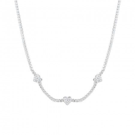 SILVER NECKLACE WITH HEARTS