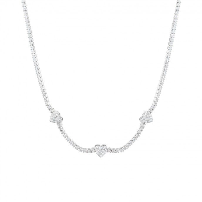 SILVER NECKLACE WITH HEARTS