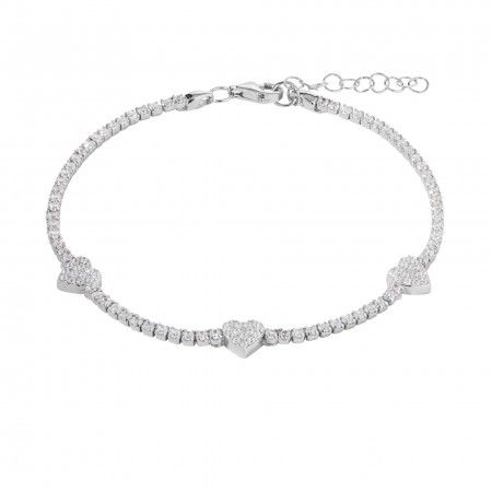 SILVER BRACELET WITH HEARTS