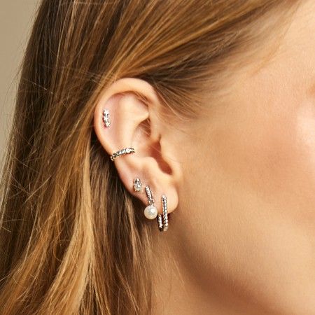 SILVER EAR CUFF WITH ZIRCONS