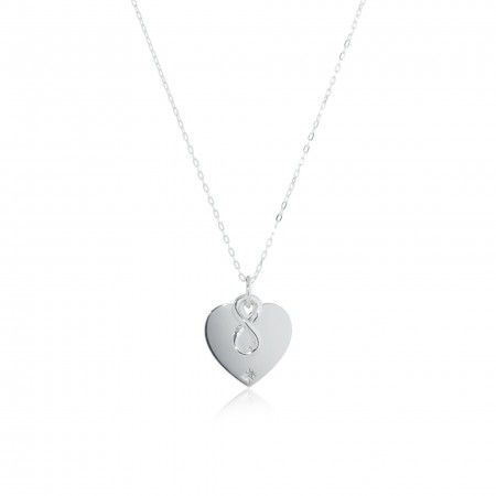 SILVER NECKLACE WITH HEART/INFINITE