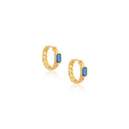 CHAIN SILVER HOOPS WITH ZIRCON
