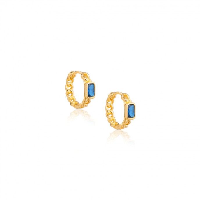 CHAIN SILVER HOOPS WITH ZIRCON