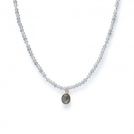 SILVER NECKLACE WITH NATURAL STONES