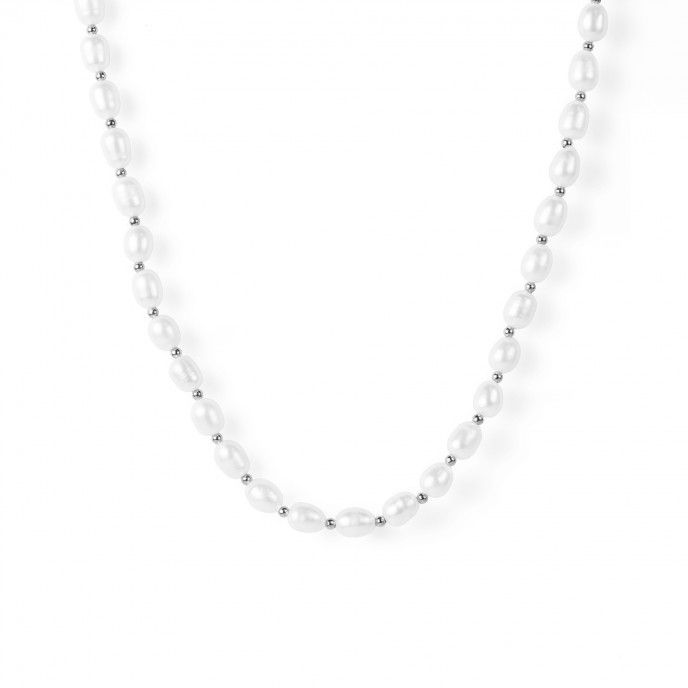 SILVER CHOKER WITH PEARLS