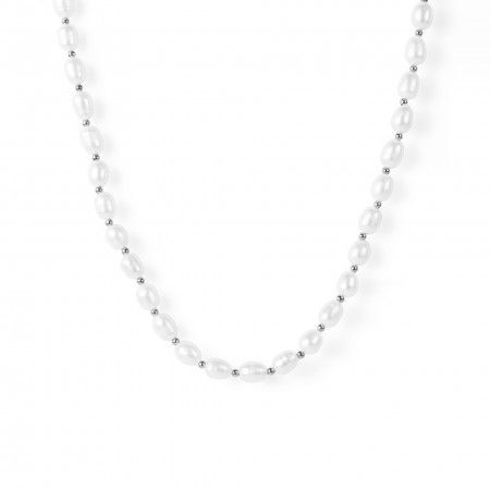 SILVER CHOKER WITH PEARLS