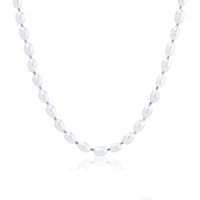 SILVER NECKLACE WITH PEARLS