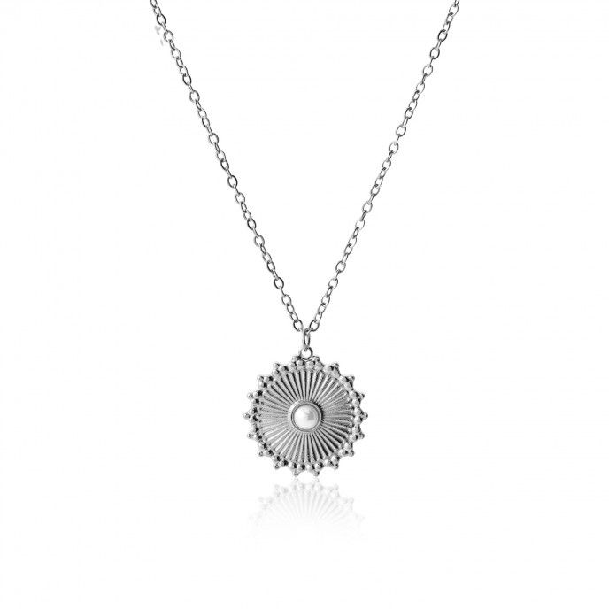 STEEL NECKLACE WITH ROUND PENDANT