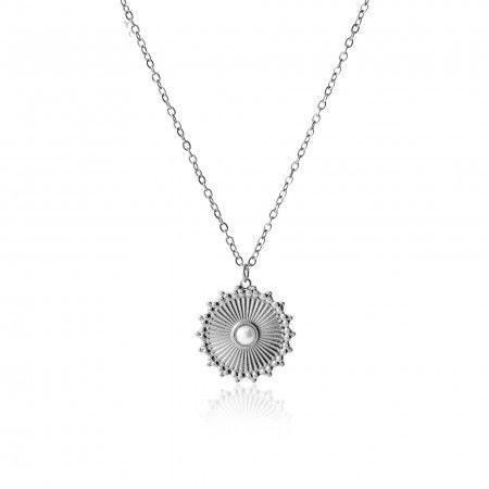 STEEL NECKLACE WITH ROUND PENDANT