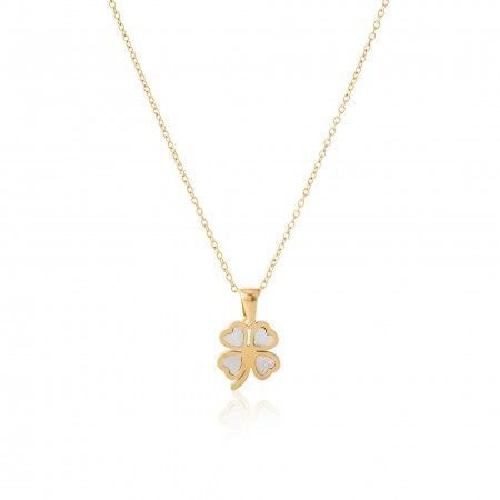 STEEL NECKLACE WITH CLOVER