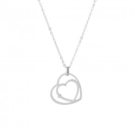 STEEL NECKLACE WITH HEARTS PENDANT