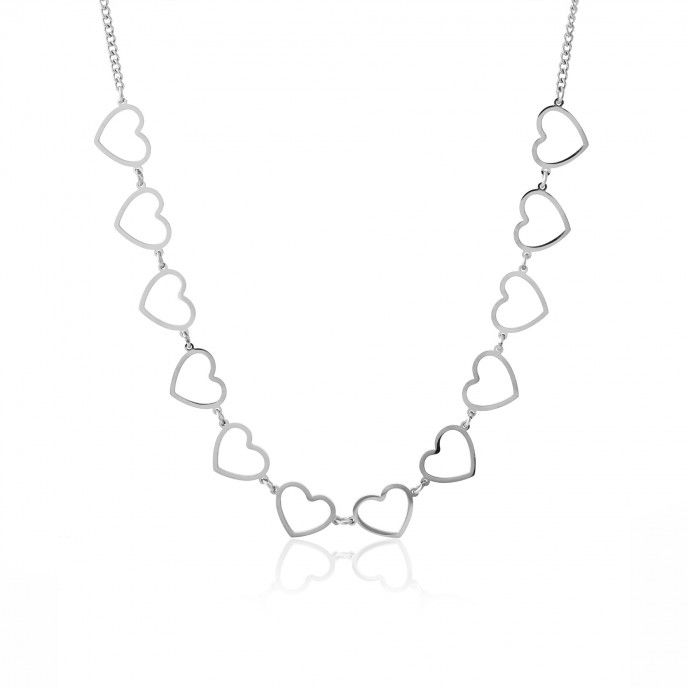 STEEL NECKLACE WITH HEARTS