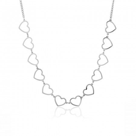 STEEL NECKLACE WITH HEARTS