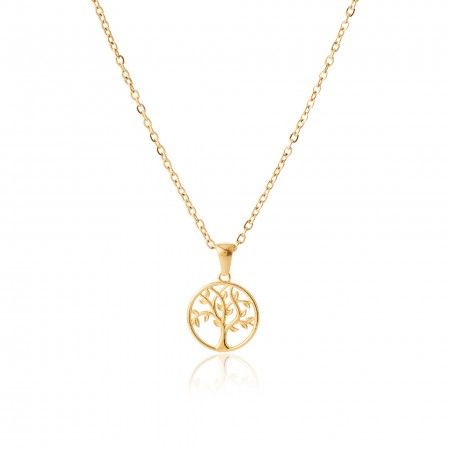 STEEL NECKLACE WITH TREE OF LIFE PENDANT
