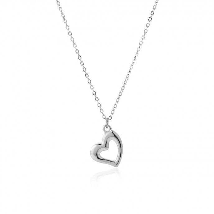 STEEL NECKLACE WITH HEART PENDANT