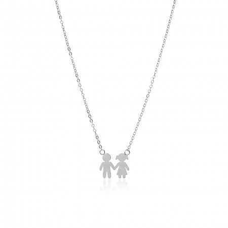 STEEL NECKLACE WITH FAMILY PENDANT