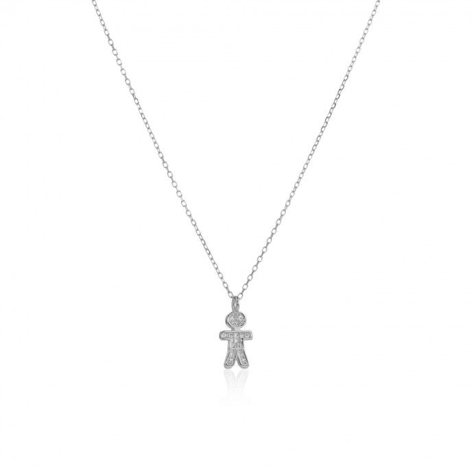 SILVER NECKLACE WITH SHINY BOY PENDANT