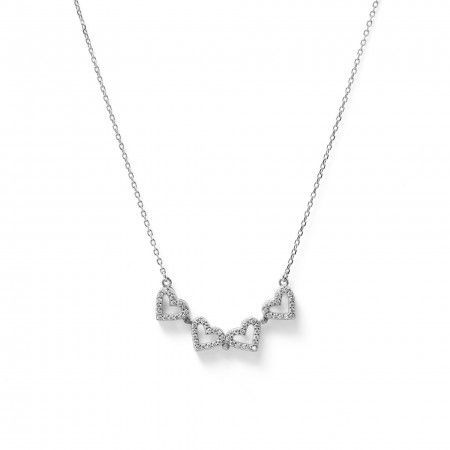 SILVER NECKLACE WITH SHINY CLOVER PENDANT
