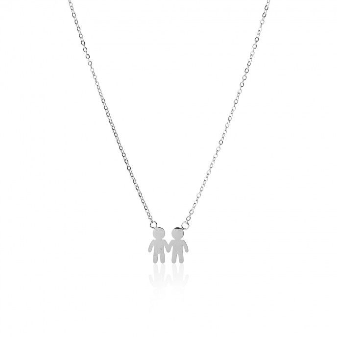 STEEL NECKLACE WITH FAMILY PENDANT
