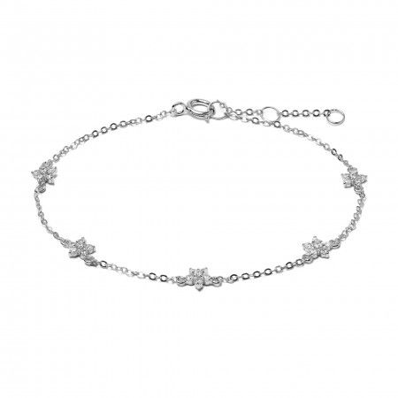 SILVER BRACELET WITH FLOWERS