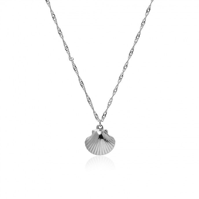 STEEL NECKLACE WITH SHELL PENDANT