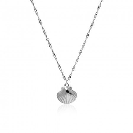 STEEL NECKLACE WITH SHELL PENDANT