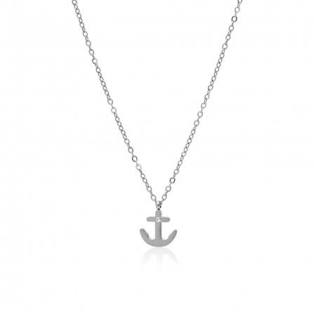 STEEL NECKLACE WITH ANCHOR PENDANT