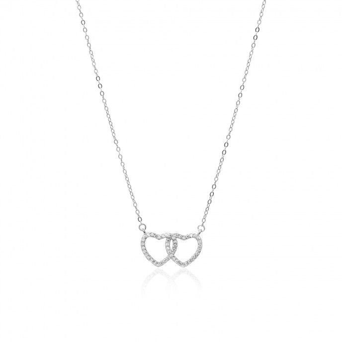 SILVER NECKLACE WITH TWO HEARTS