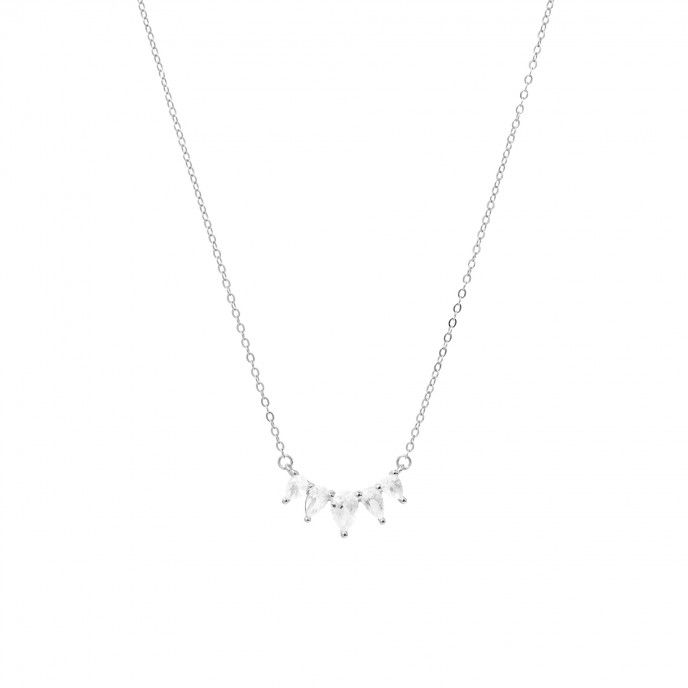 SILVER NECKLACE WITH SHINY DROPS