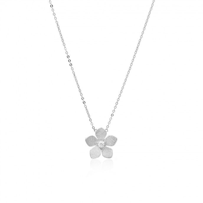 SILVER NECKLACE WITH FLOWER PENDANT
