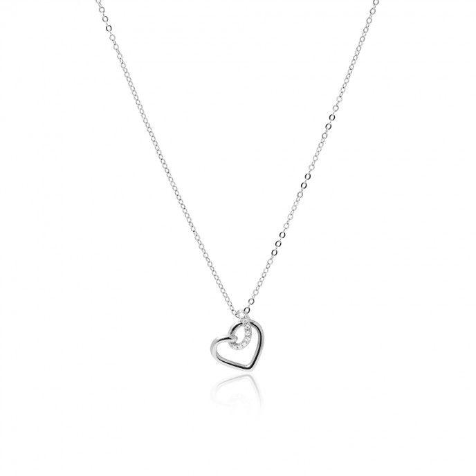 SILVER NECKLACE WITH HEART PENDANT