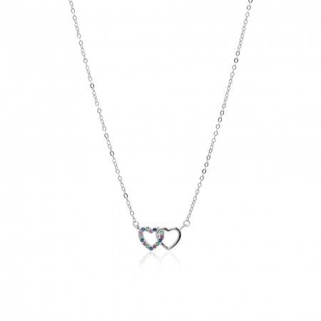 SILVER NECKLACE WITH HEARTS PENDANT